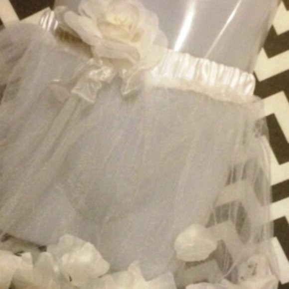 NEW IN PACKAGE * White Ballet Tutu with Rose Petals in Skirt and Rose on Waist - Picture 7 of 9